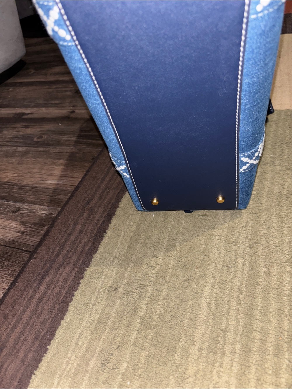 Tory Burch Denim Tote with Navy Trim and Orange Interior - Picture 10 of 10